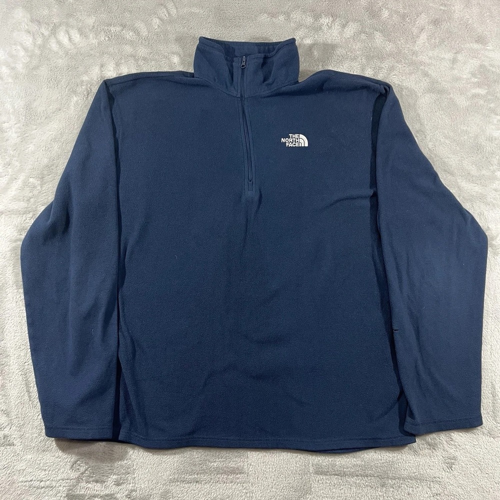 The North Face Jacket Mens Med Blue Fleece 1/4 Zip Pullover Polartec Lightweight